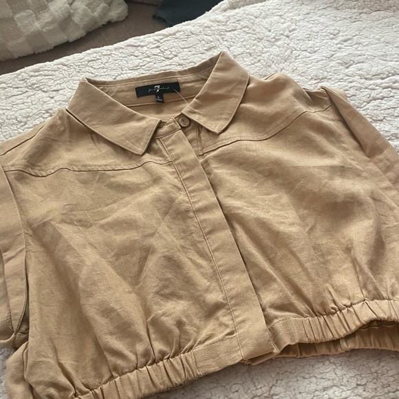 7 For All Mankind Casual Large, button-down, elastic waist crop top, NWOT - Picture 6 of 6